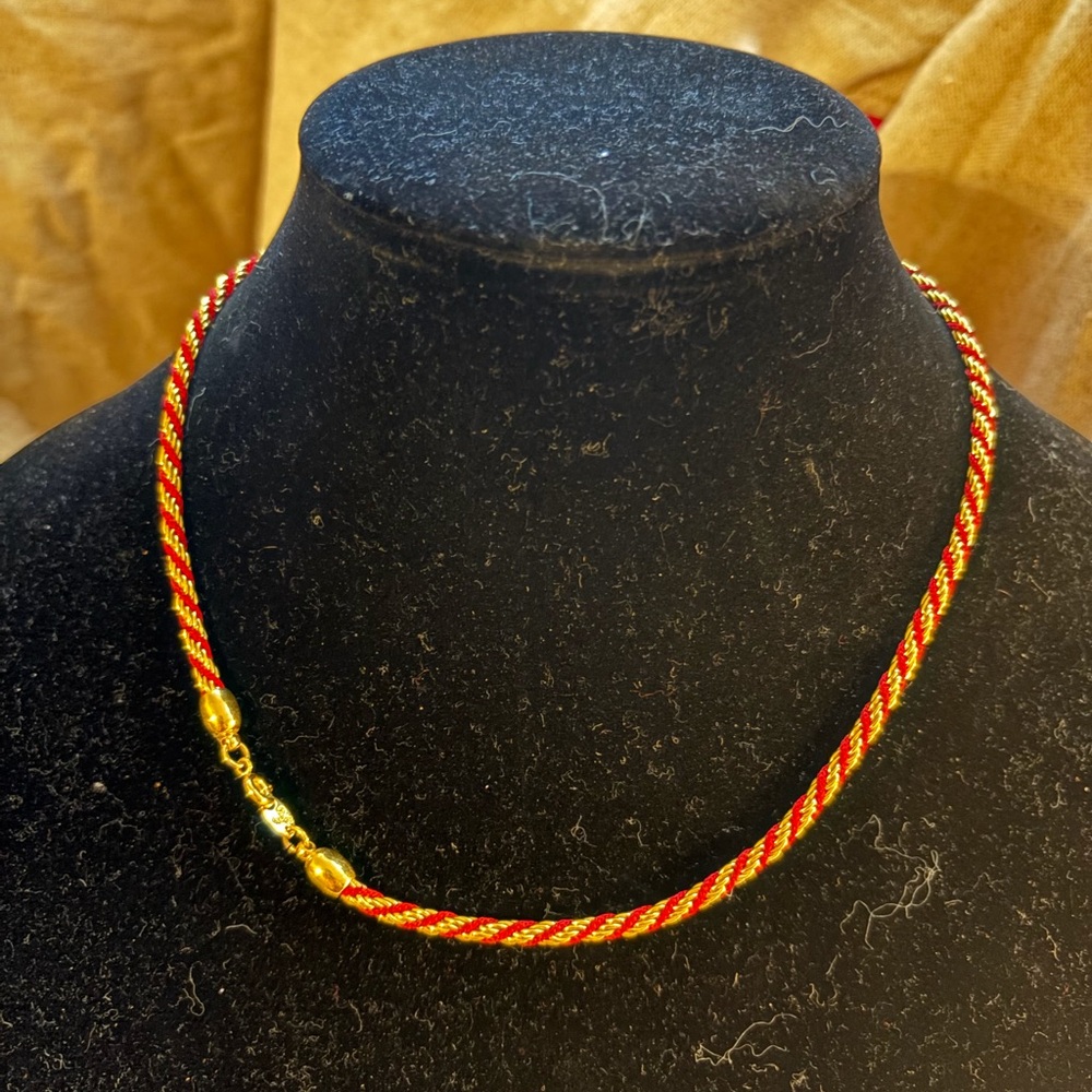 Trifari Red and Gold Twisted Necklace